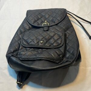 Black Quilted Backpack Purse.
